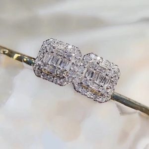 Top Quality Unique Sparkling CZ Hollow Stud Earrings